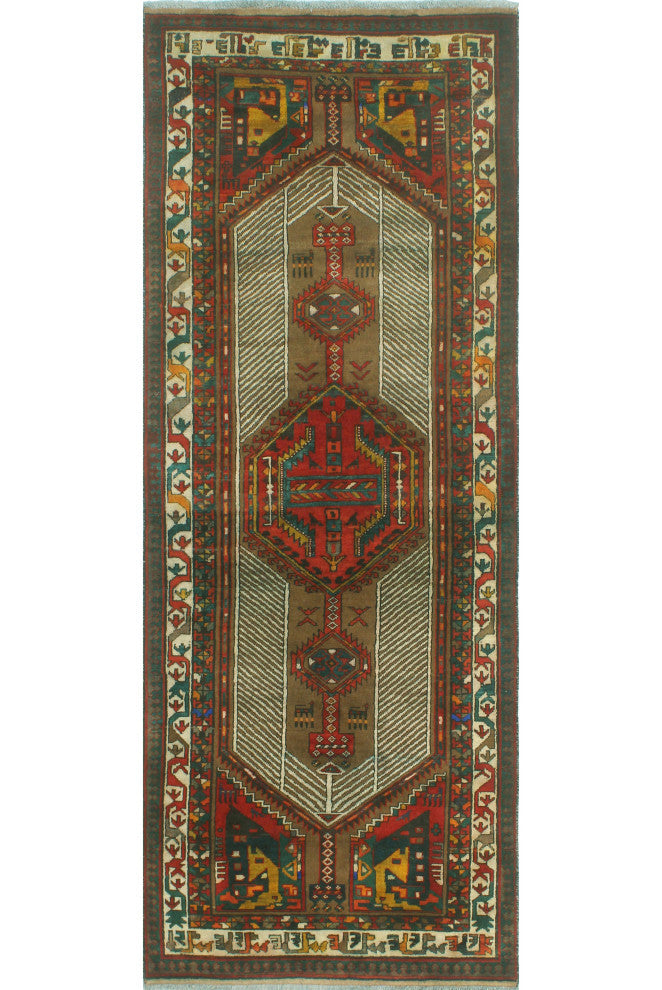 Fine Vintage Distressed Artemia Rust/Ivory Runner, 3'1x8'1