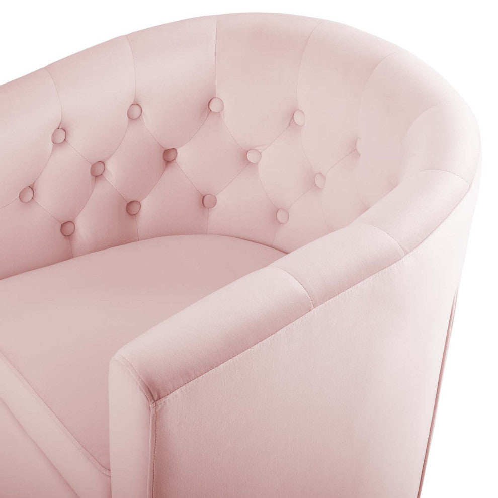 Tufted Armchair Accent Chair, Velvet, Pink, Modern, Living Lounge Hospitality