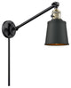 Addison 1-Light LED Swing Arm Light, Black Antique Brass, Shade: Matte Black