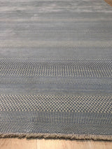 EORC Light Blue/Ivory Hand Crafted Wool and Viscose Grass Rug 9'x12'