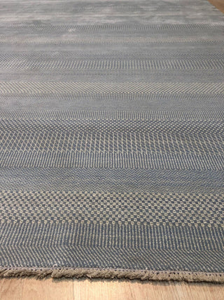 EORC Light Blue/Ivory Hand Crafted Wool and Viscose Grass Rug 9'x12'