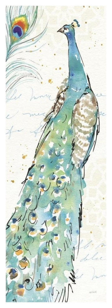 "Peacock Garden III" Digital Paper Print by Anne Tavoletti, 14"x38"