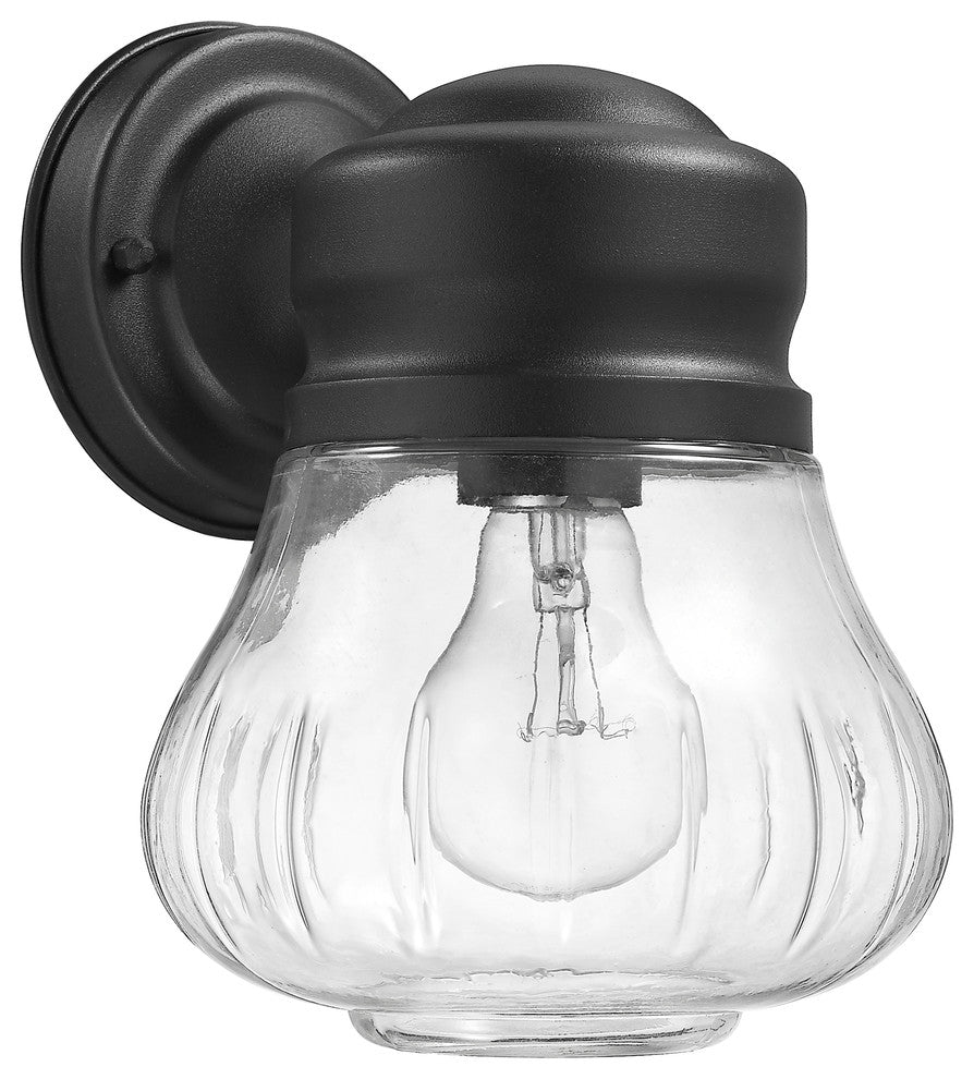 Levi Transitional 1-Light Textured Black Outdoor Wall Sconce, 9"