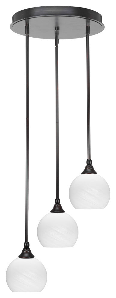 Empire 3-Light Cluster Pendalier, Espresso/White Marble