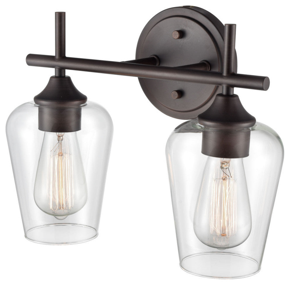Ashford Collection 2-LIght 13.75" Rubbed Bronze Bathroom Vanity Light