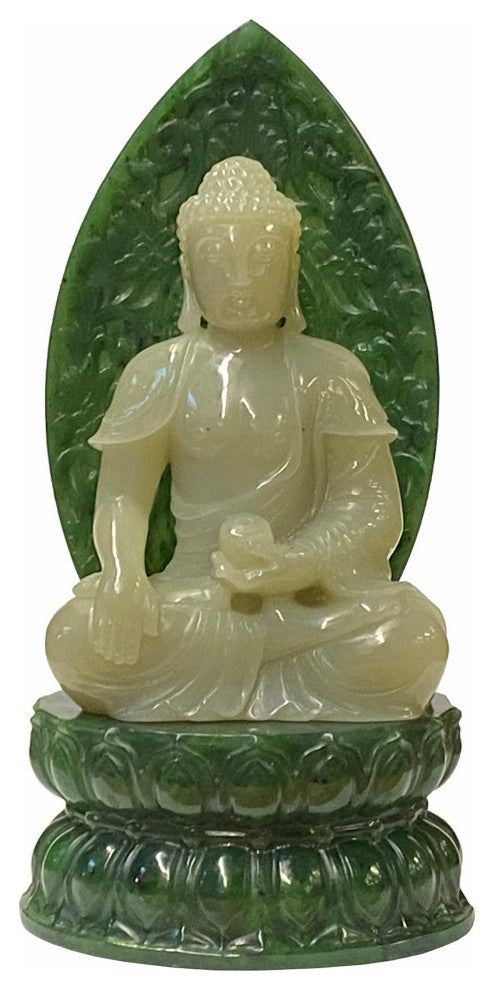 Chinese Jade Stone Sitting Buddha Gautama Amitabha Shakyamuni Statue Hws1810