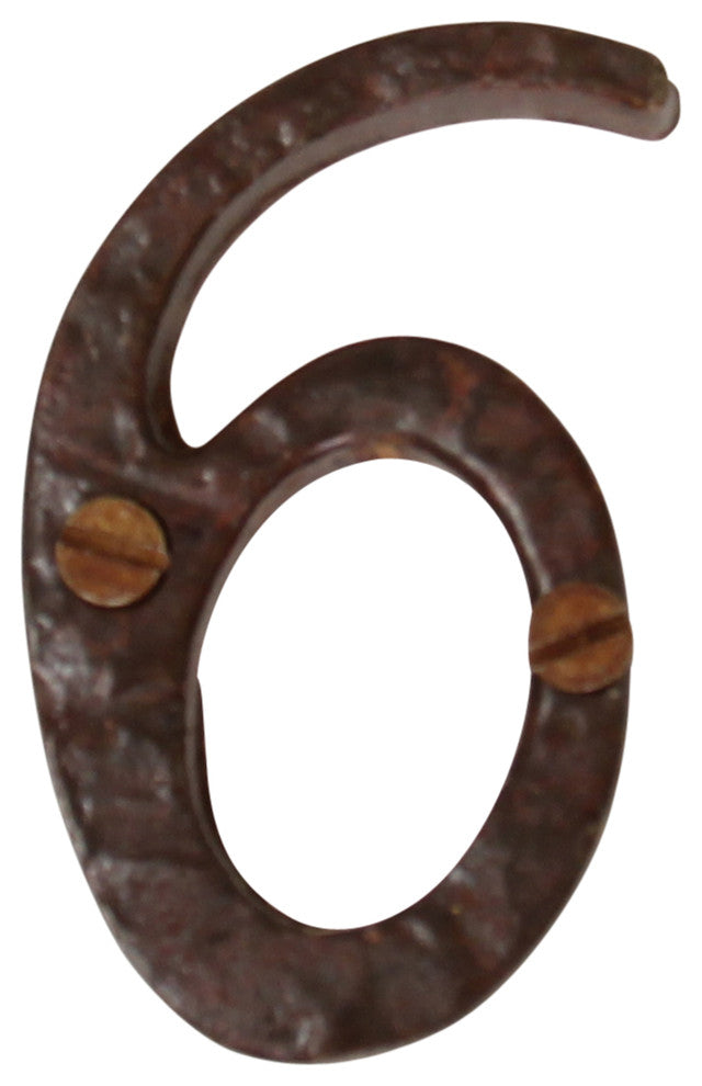 Iron Vintage House Number NO-IR830-50 2" by RCH Hardware, Rust, 6