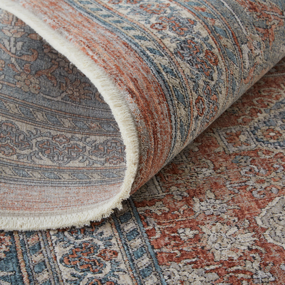 Weave & Wander Gilford Rust/Blue 4'x5'3" Power Loomed Area Rug
