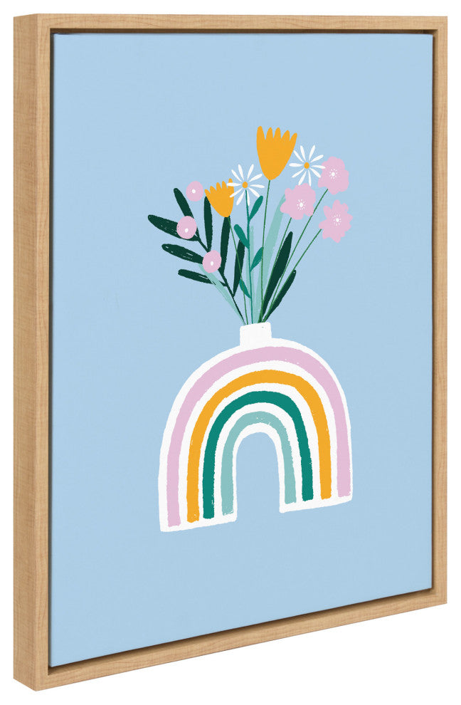 Sylvie Happy Flowers Framed Canvas by Duchess Plum, Natural 18x24