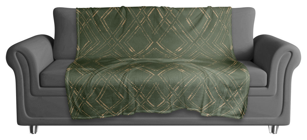 Green and Gold Diamond 50x60 Coral Fleece Blanket