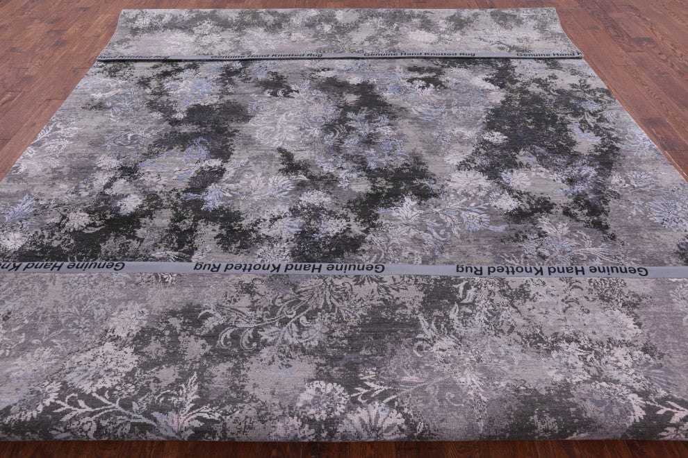 Modern Handmade Wool and Silk Rug 9' 11" X 14' 3" Q7077