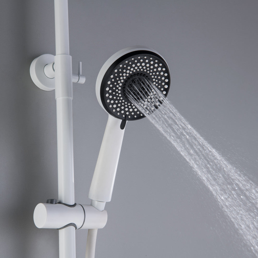 Trendy Design Multi-Function Complete Shower System With Rough-in Valve, Pure Wh