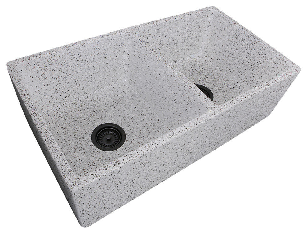 Nantucket Sinks Double Bowl Farmhouse Fireclay Sink, Pietra Sarda