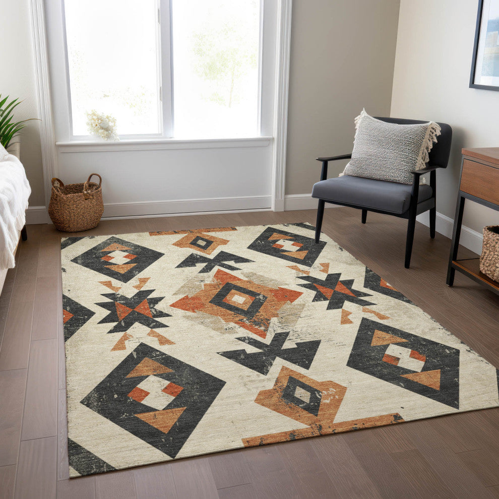 Machine Washable Indoor/Outdoor Chantille ACN1882 Ivory 8' x 10' Rug
