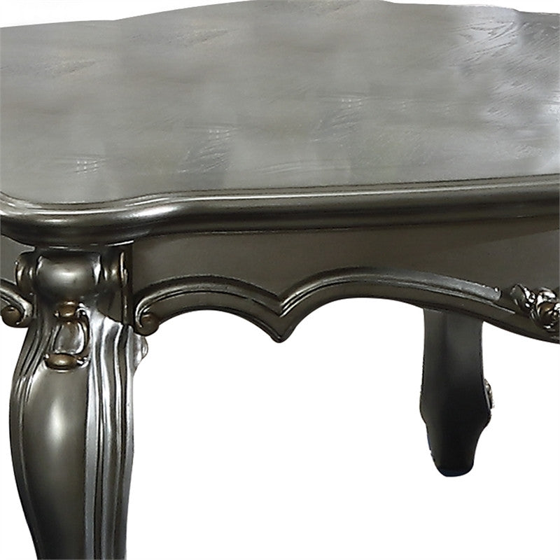 Benzara BM196694 Oval Wooden Coffee Table With Cabriole Leg Support, Silver