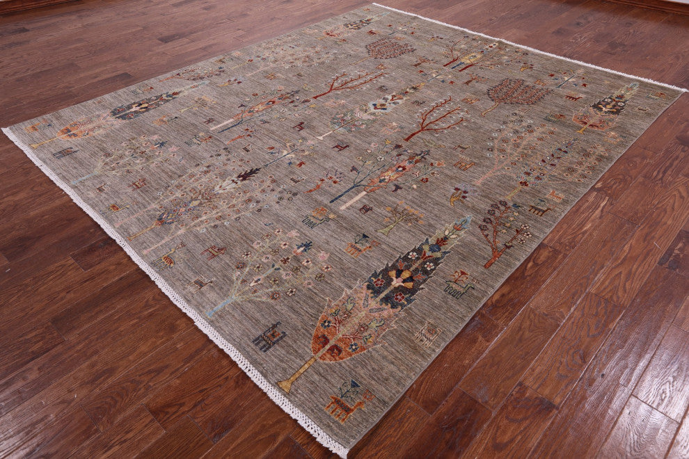 Hand Knotted Persian Gabbeh Wool Tribal Rug 8' 1" X 9' 6" Q11139