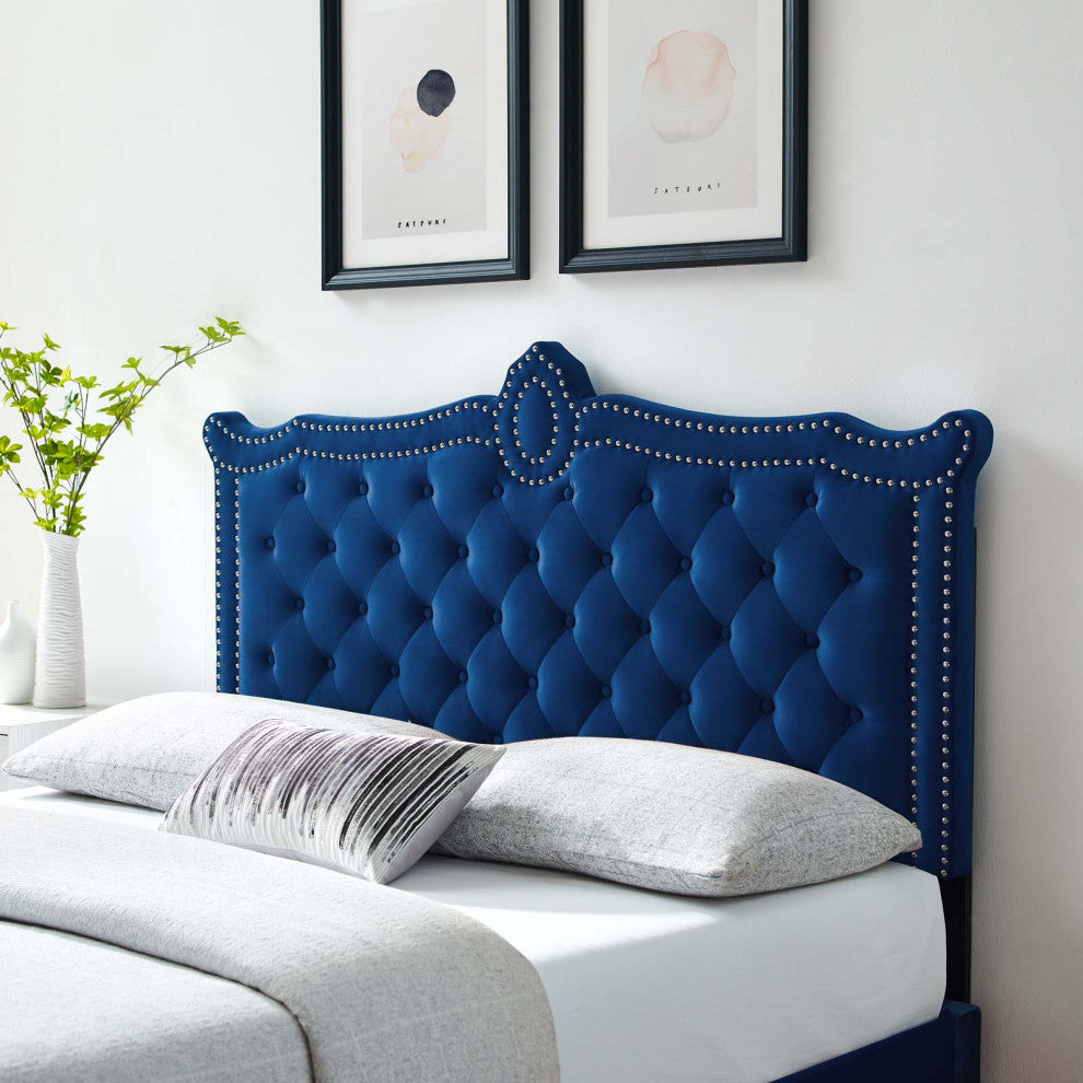 Louisa Tufted Performance Velvet King/California King Headboard, Navy