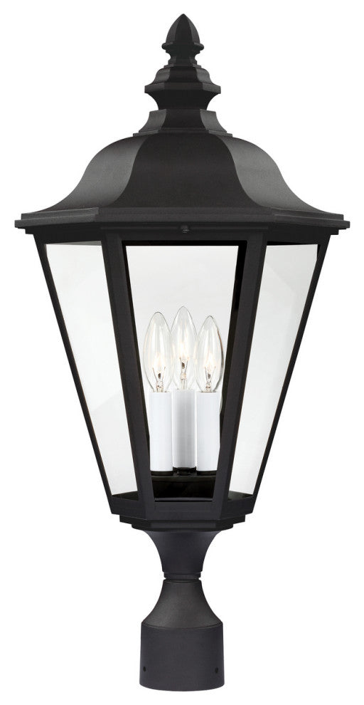 Brentwood 3-Light Outdoor Post Lantern, Black