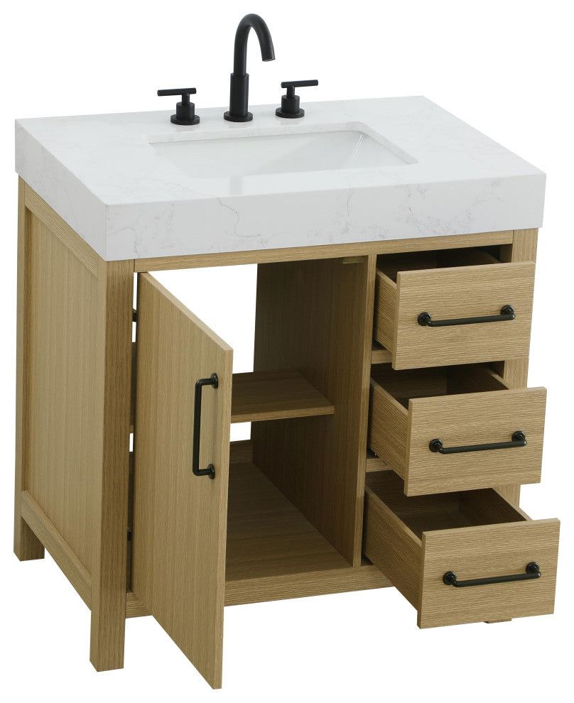 Home Living 32" Single Bathroom Vanity, Honey Brown
