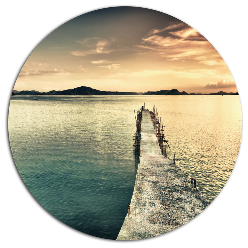 Sea Bridge Into The Deep Ocean, Bridge Round Wall Art, 38"