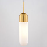 Thalia Contemporary Mini Pendant Ceiling Light White Pill Glass, Antique Gold