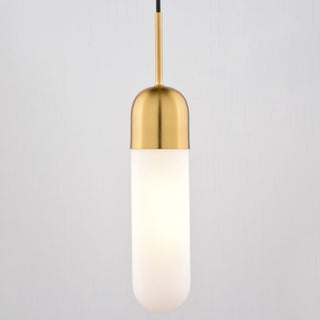Thalia Contemporary Mini Pendant Ceiling Light White Pill Glass, Antique Gold