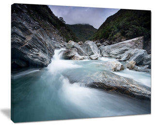 "Slow Motion Mountain River in Blue" Canvas Print40"x30"