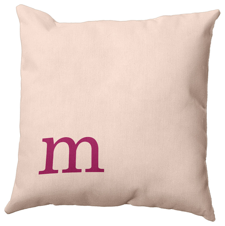 18"x18" Modern Monogram Decorative Throw Pillow, Dusty Rose