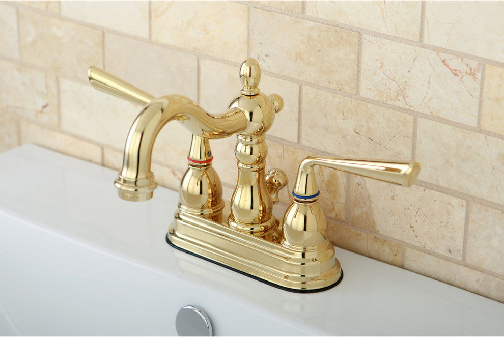 Kingston Brass 4" Centerset Bathroom Faucet, Polished Brass