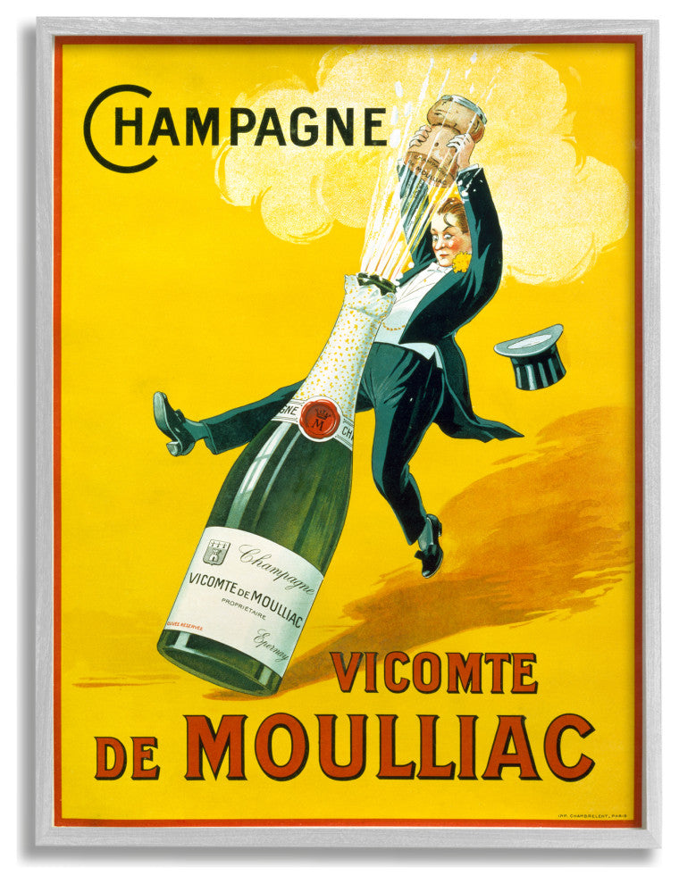 Vintage Illustration Champagne Vicomte de Moulliac Pop Bottle, 24 x 30