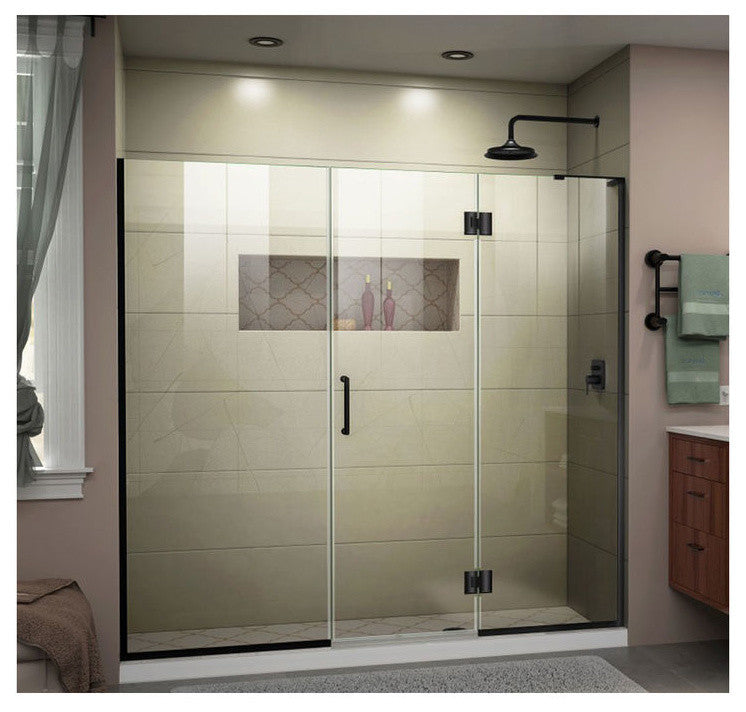 Dreamline Hinged Shower Door, Satin Black, Right Wall