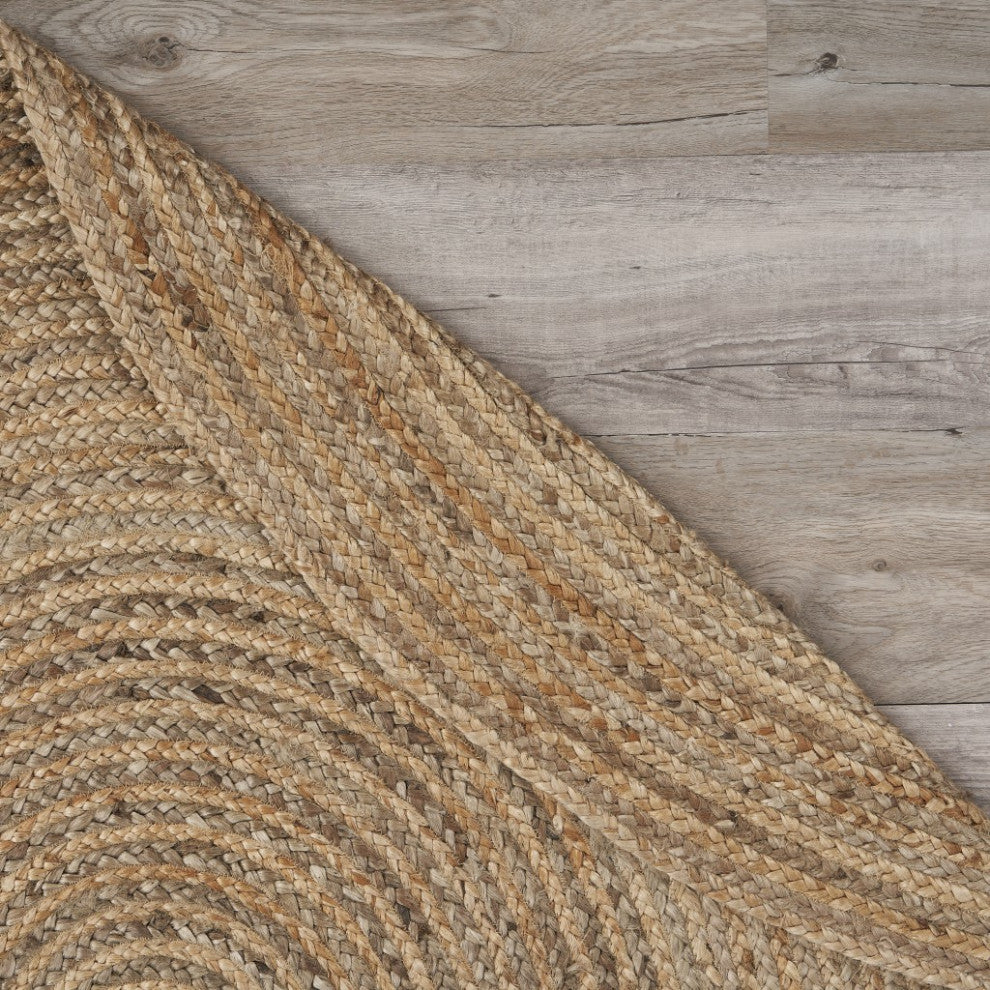 9" Brown Oval Shaped Jute Area Rug