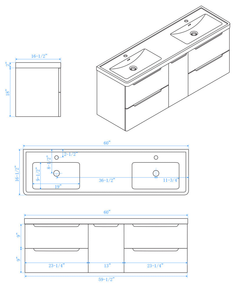 Wyndham WCS777760DESARINTM24 Morano Double Sink Bathroom Vanity in Espresso
