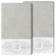 Linum Home Turkish Cotton Monica 2-Piece Embellished Bath Towel Set, Light Gray