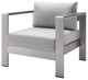 Lounge Chair Armchair, Sunbrella, Fabric, Aluminum, Silver Gray, Outdoor