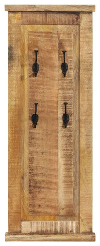 vidaXL Coat Racks Wall Mounted Clothes Rack Hook Hanger 2 Pcs Solid Wood Mango