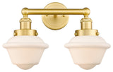 Oxford 2-Light 16" Bath Vanity Light, Satin Gold Finish, Matte White Shade