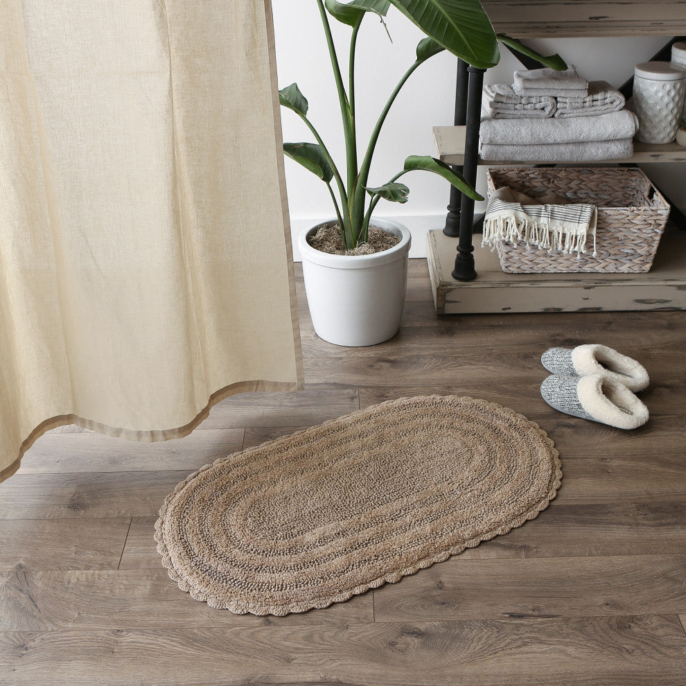 DII Stone Large Oval Crochet Bath Mat