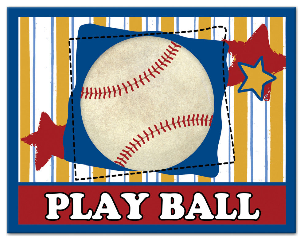 Play Ball Baseball 14x11 Canvas Wall Art