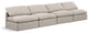 Indulge Upholstered Modular Sofa, Beige, 4-Piece: 4 Armless Chair, Down Stuffed Linen Textured Fabric