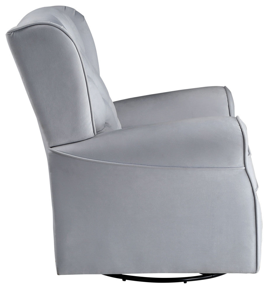 ACME Zeger Swivel Chair with Glider in Gray Fabric