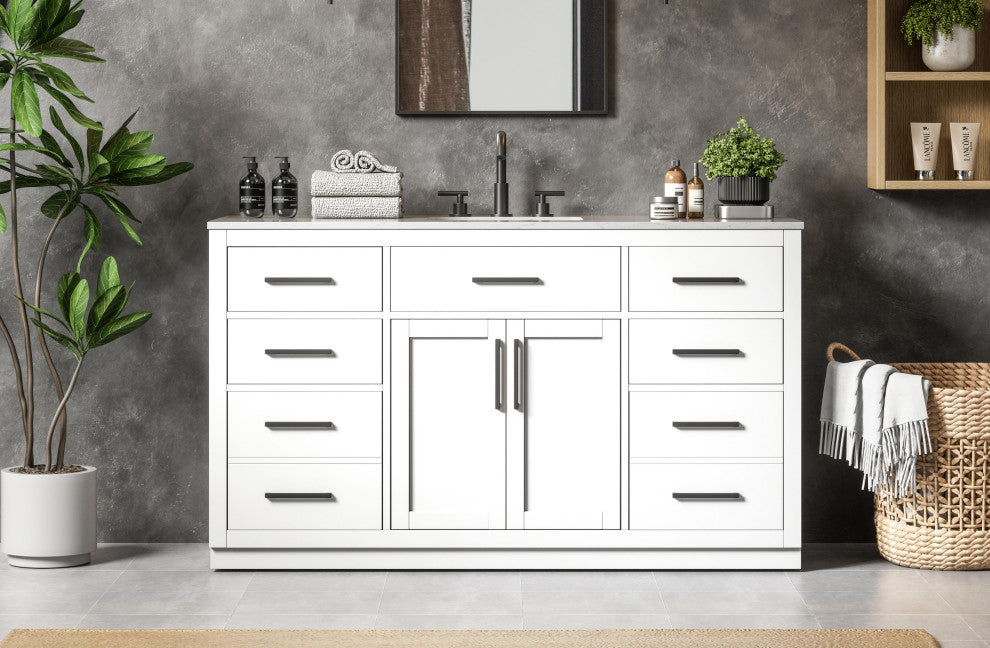 Home Living 60" Single Bathroom Vanity, White