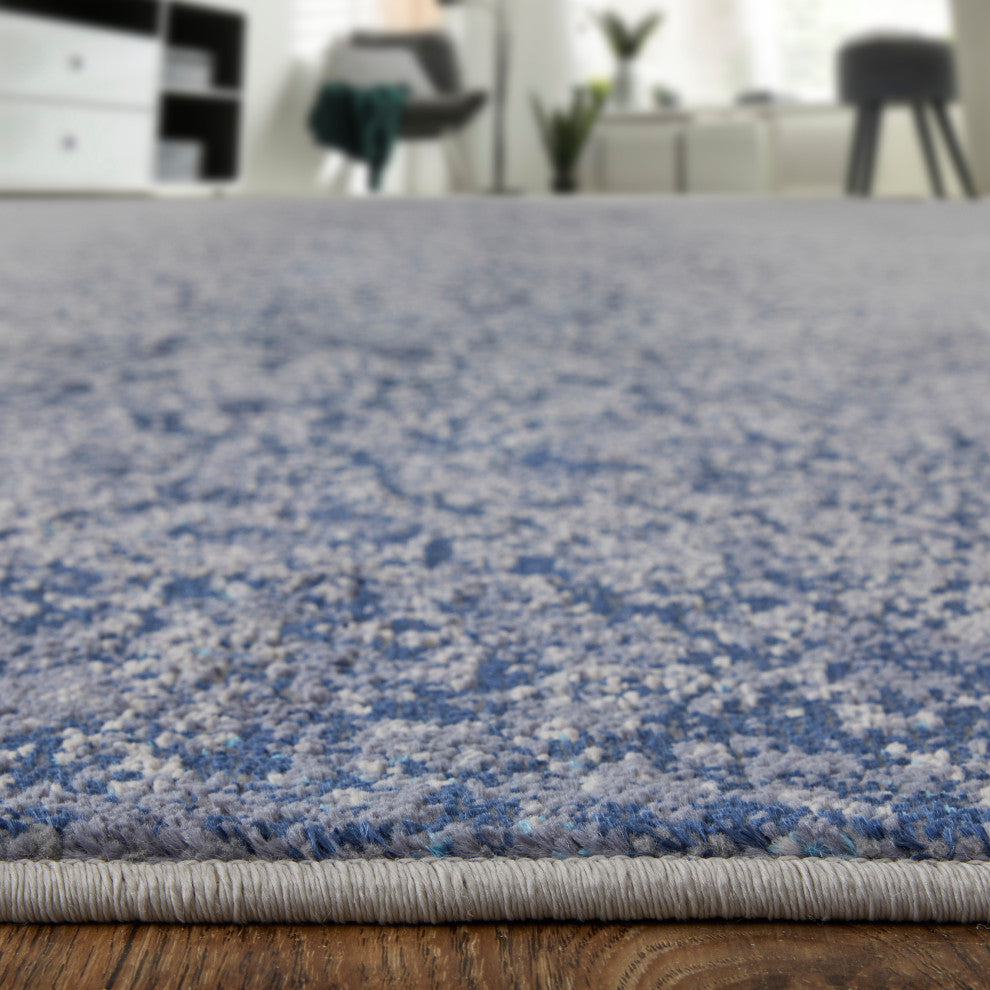 Oria Industrial Abstract Area Rug, Ivory/Blue, 8'x10'