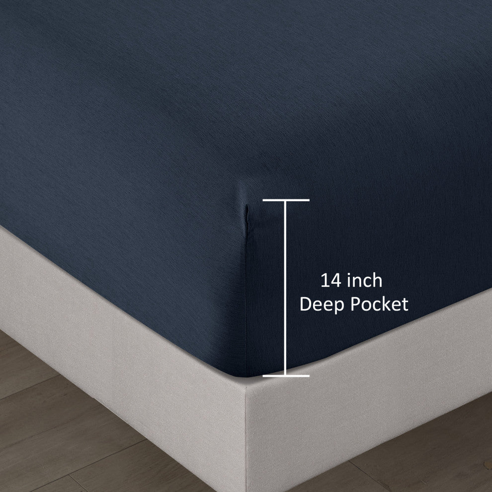 Illada 4 Piece Bamboo Cooling Sheet Set, Navy, King