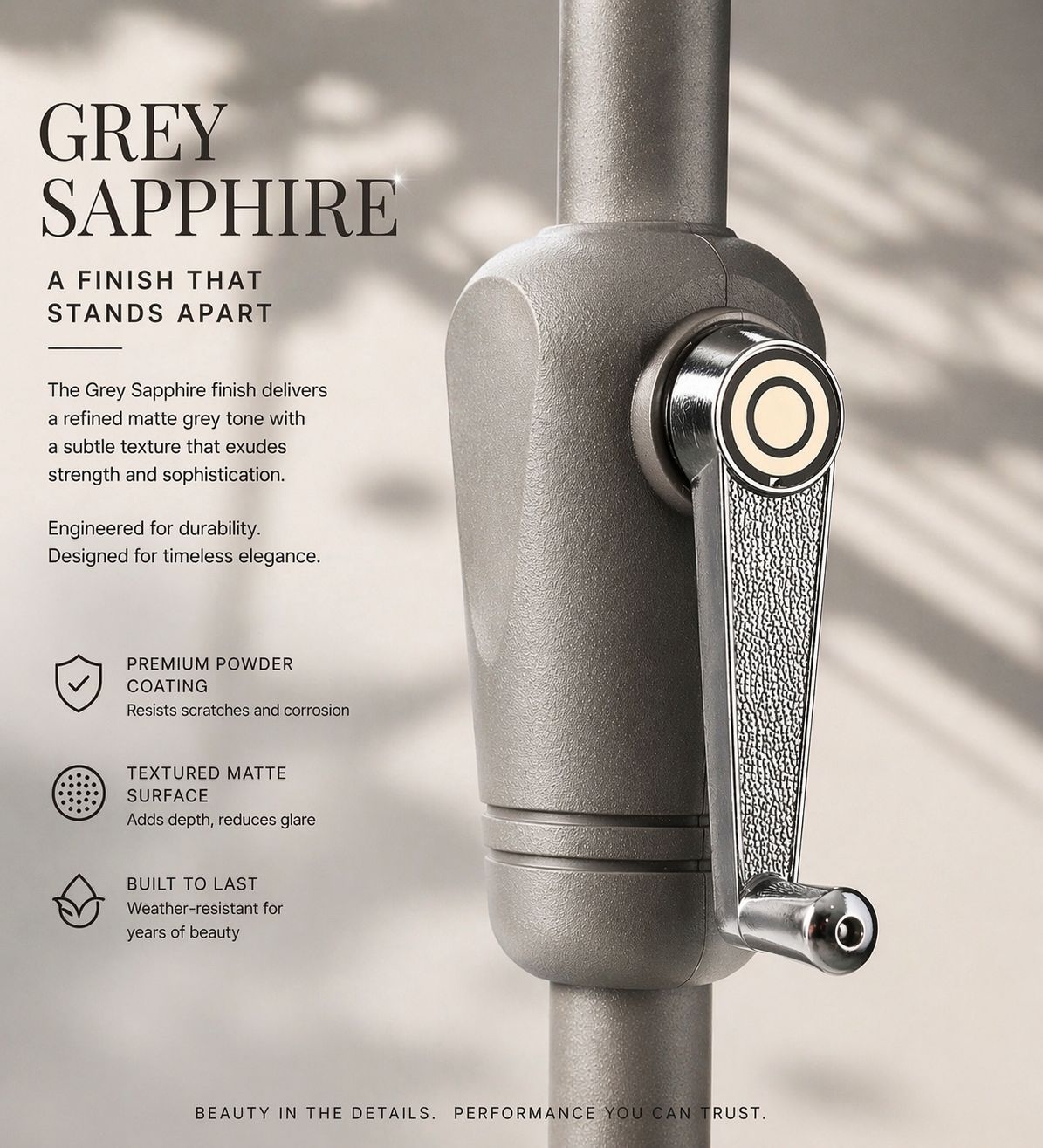 Pismo Dawn 9'x7' Rectangular Premium Push Tilt Market Umbrella, Gray Frame, Jock