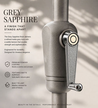 Pismo Dawn 9'x7' Rectangular Premium Push Tilt Market Umbrella, Gray Frame, Jock