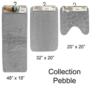 Bath Rug Memory Foam Mat 3D Pebble, Light Gray, Contour Rug 20"x20"