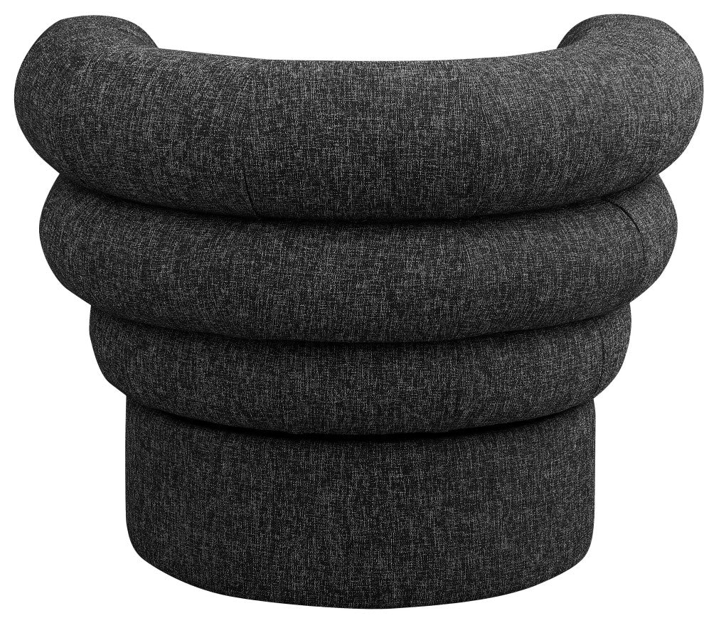 Valentina Linen Textured Fabric Upholstered Accent Swivel Chair, Black