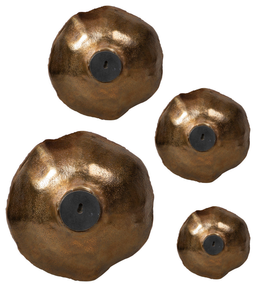 Lucky Coins Brass Wall Bowls, S/4"