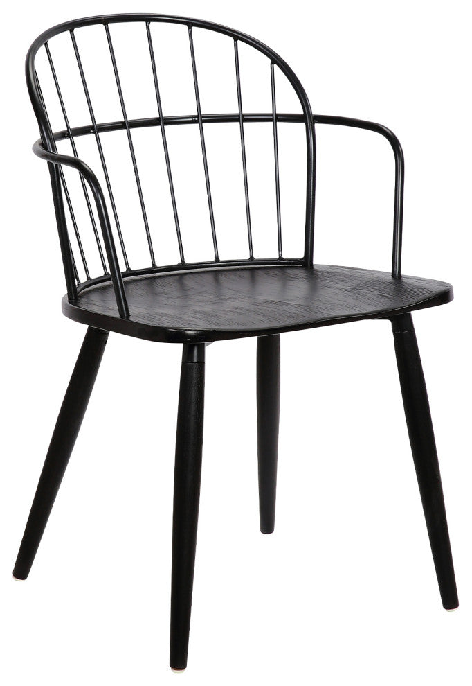 Bradley Steel Framed Side Chair in Black Powder Coated Finish and Black Brushed